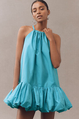ANT BLD Blue Tafetta Silk dress