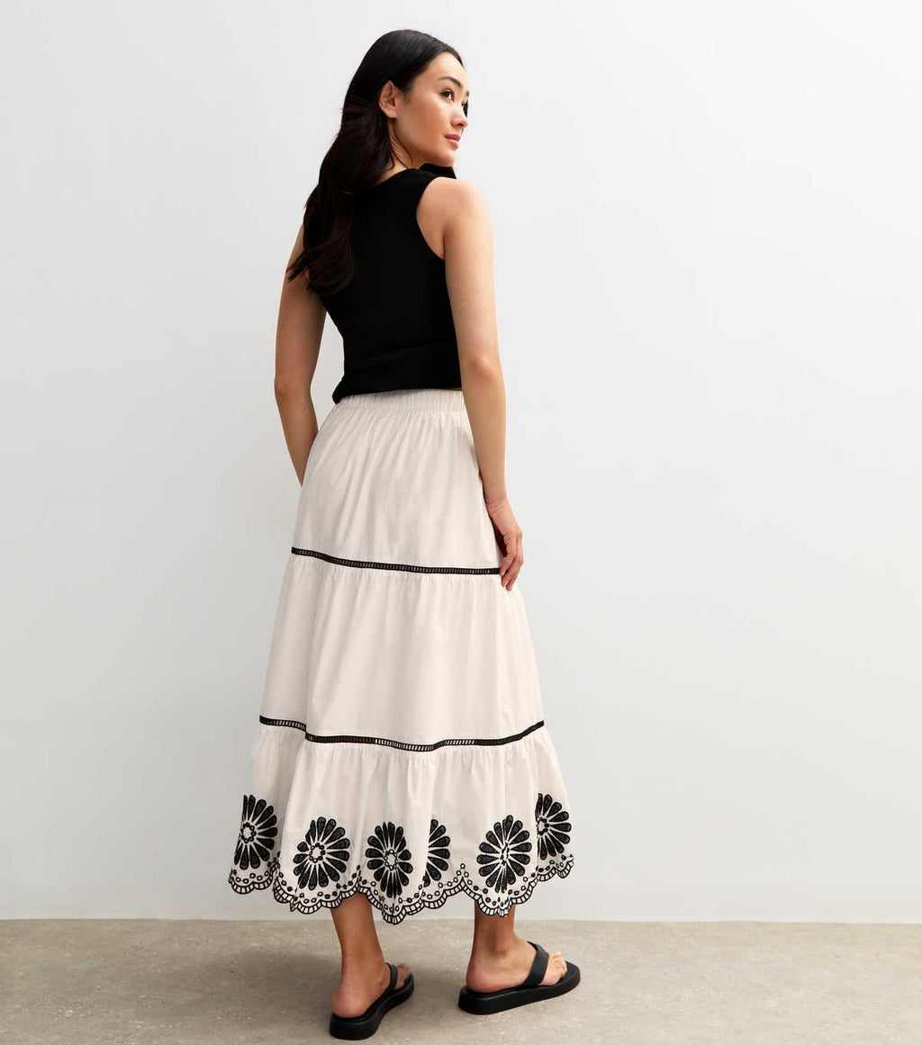 NL White embroidery cutwork skirt