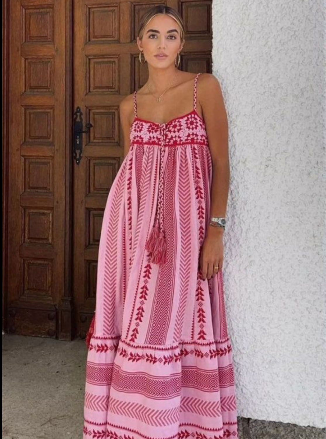 Z red crochet jacquard ress