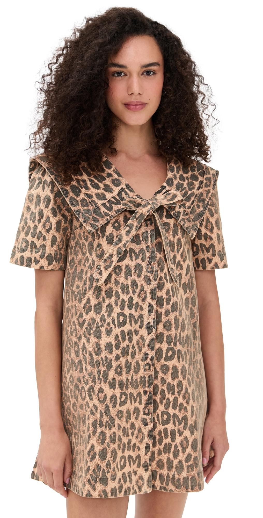 DM Leopard print denim dress