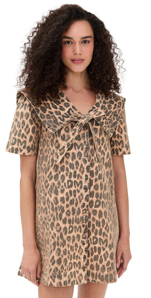 DM Leopard print denim dress