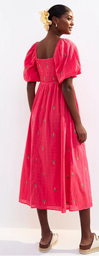 NL pink palm embroidery dress