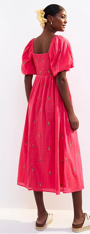 NL pink palm embroidery dress