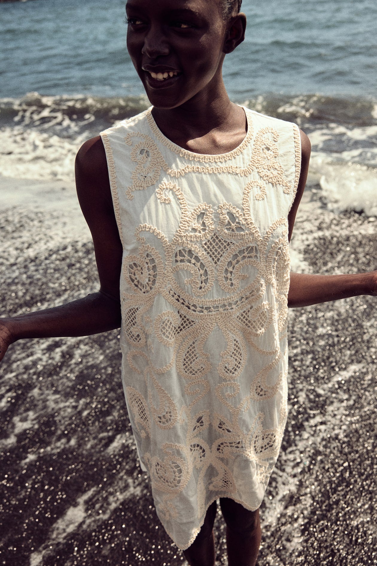HM white crochet dress