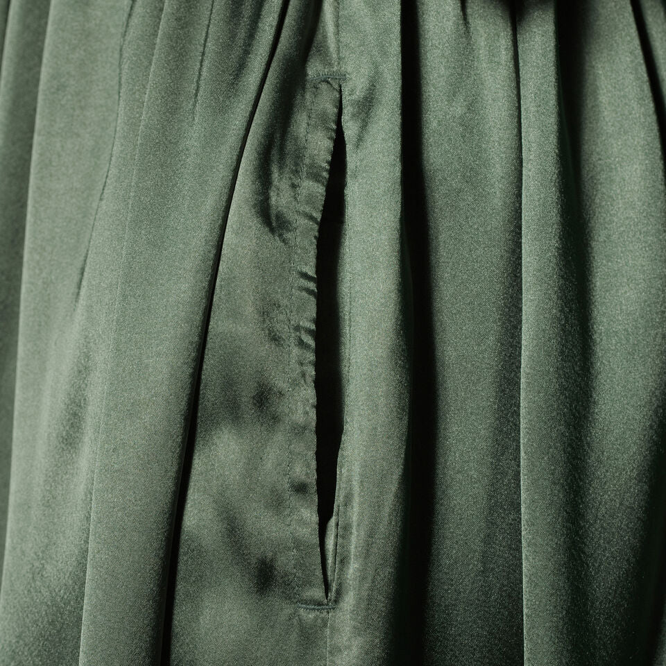 WM Green Satin Kaftan Ebroidery Dress