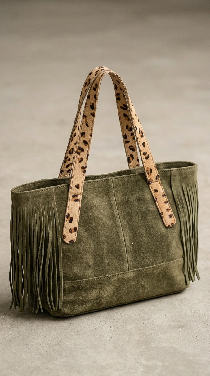 MNGS Green Suede Handbag