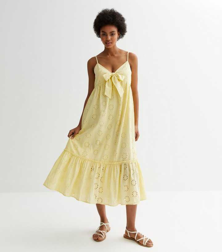NL yellow schiffli front tie dress