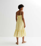 NL yellow schiffli front tie dress