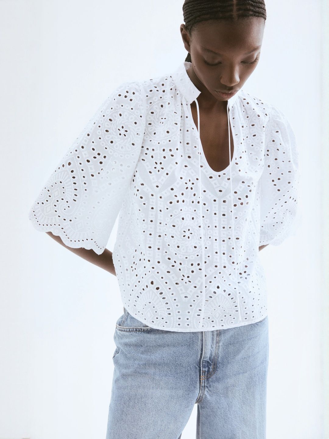 HM White Cutwork Top