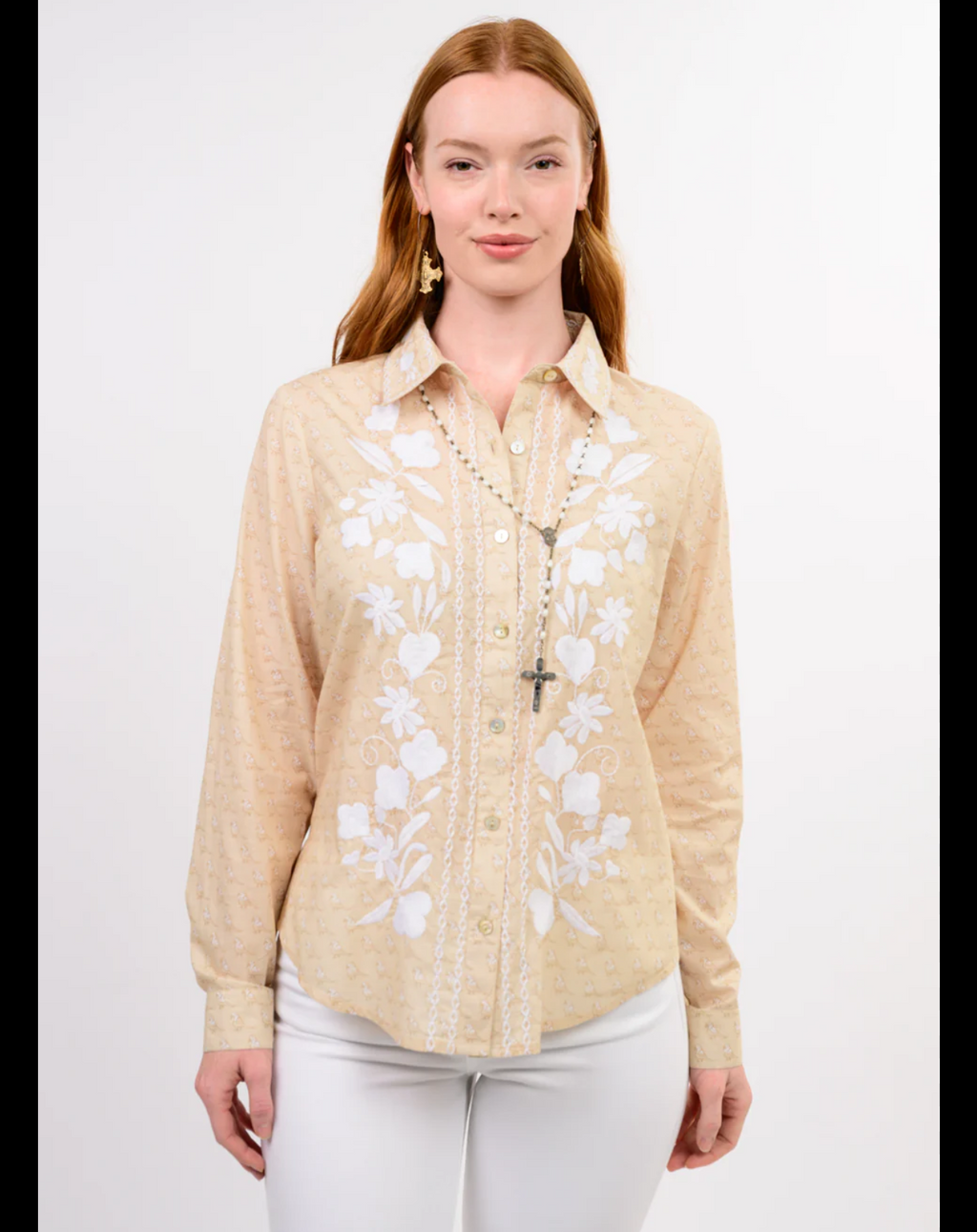 SM Floral Beige shirt