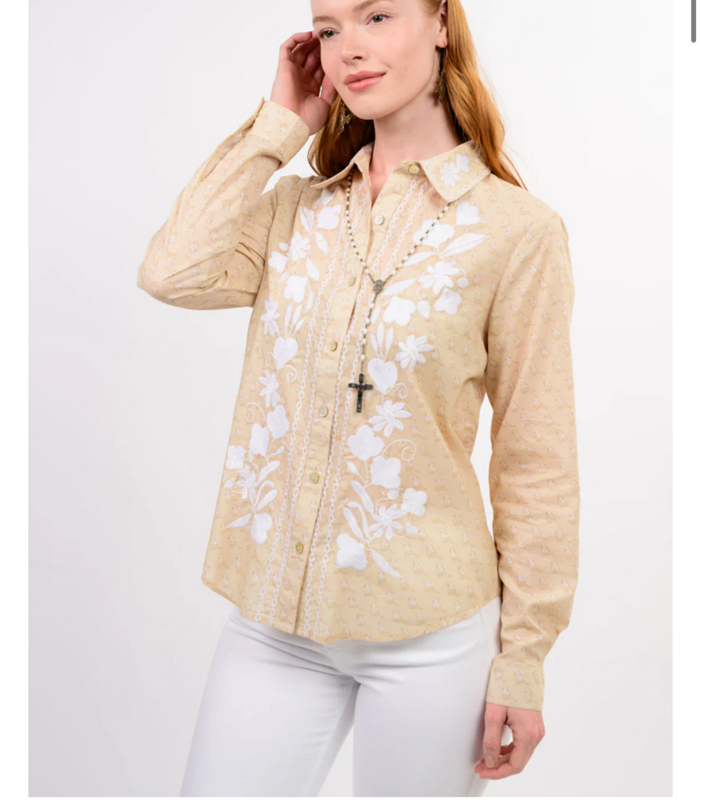 SM Floral Beige shirt