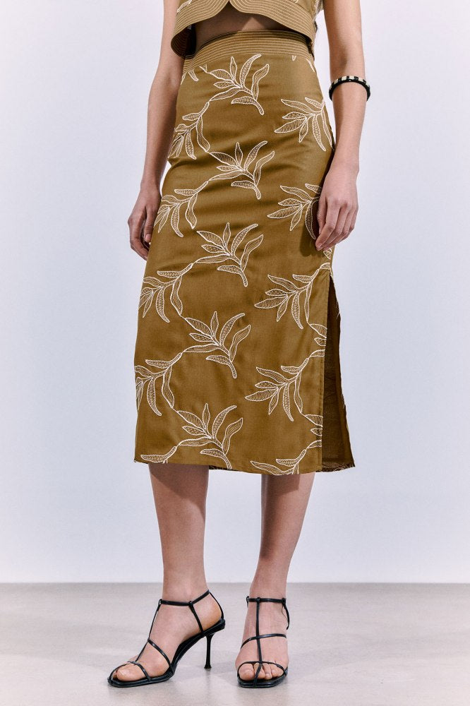 SFR Silk Blend Embroideried Skirt