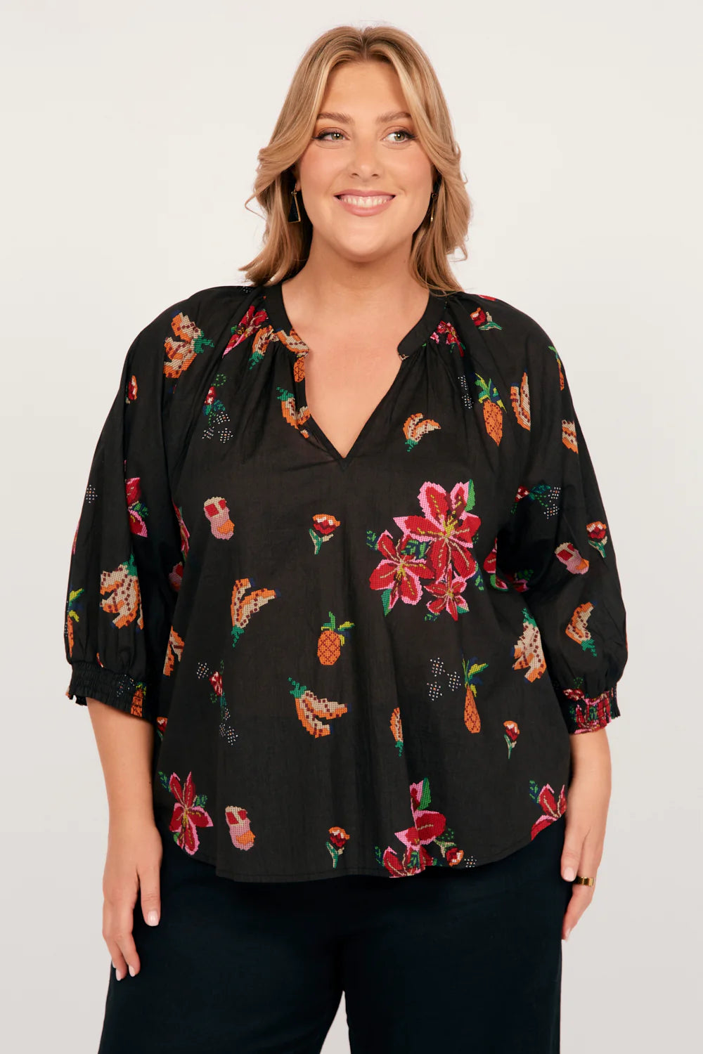 ADRFT Black Floral Top