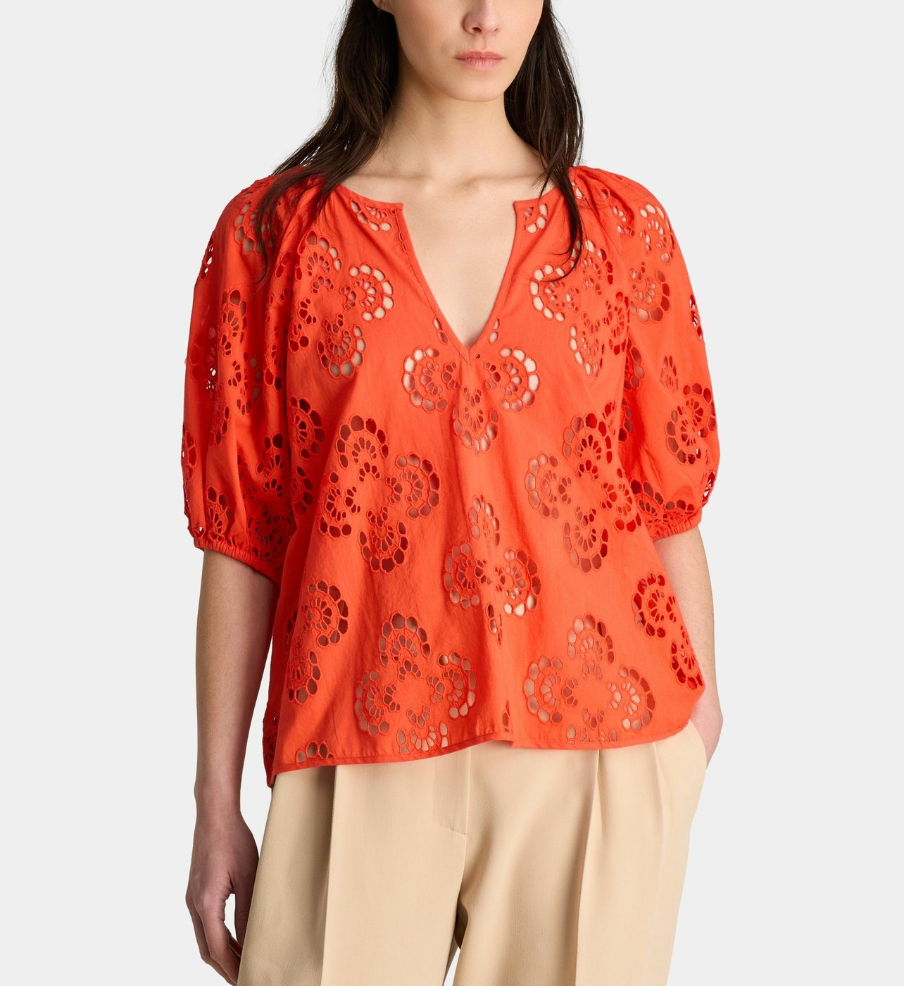 GL Orange Cutwork Top