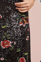 ANT Black Sequins Rose Skirt
