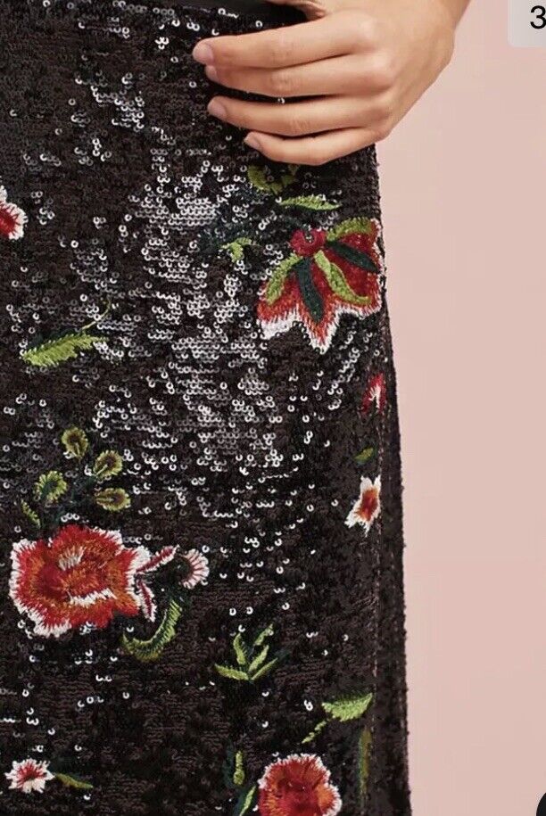 ANT Black Sequins Rose Skirt