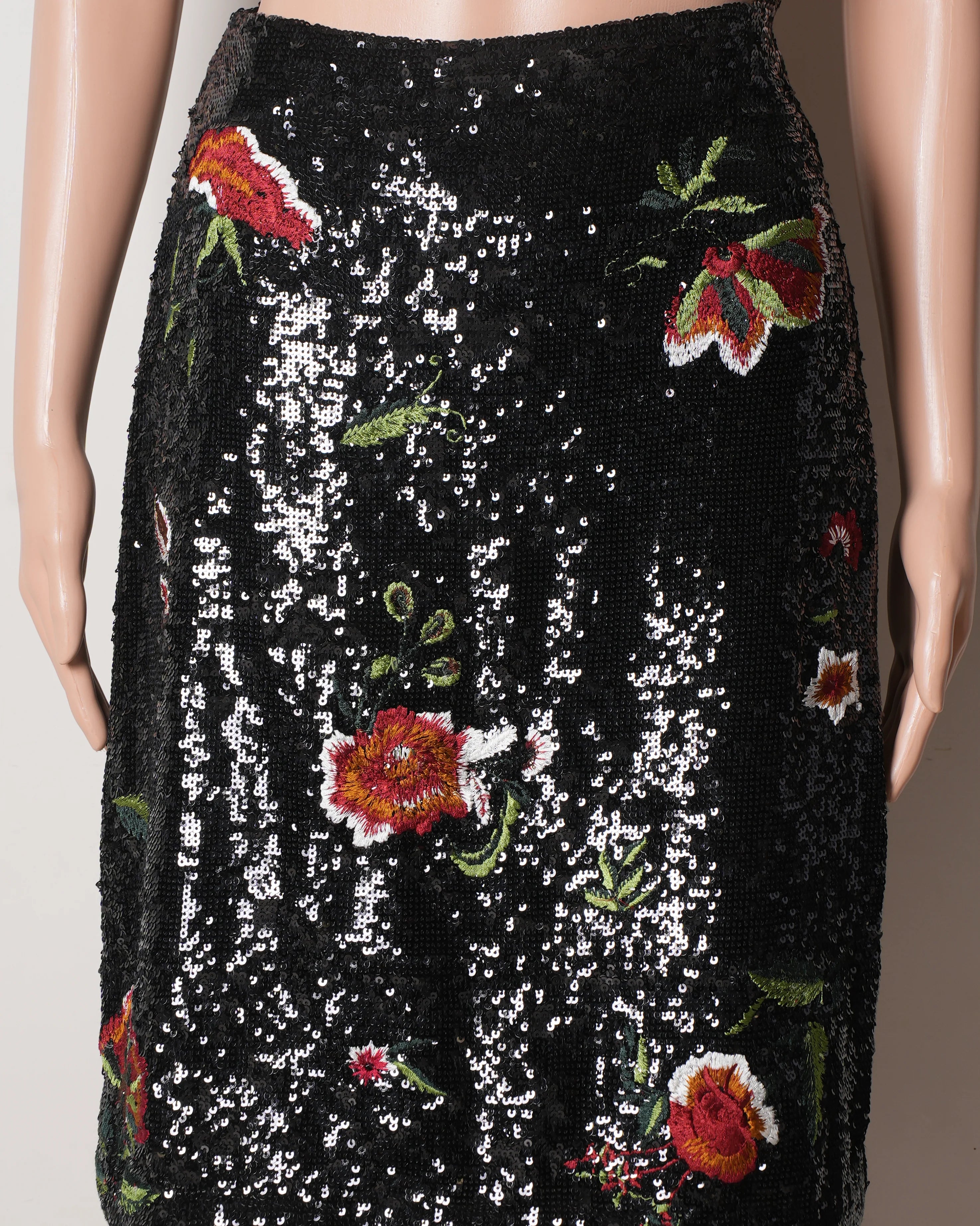 ANT Black Sequins Rose Skirt