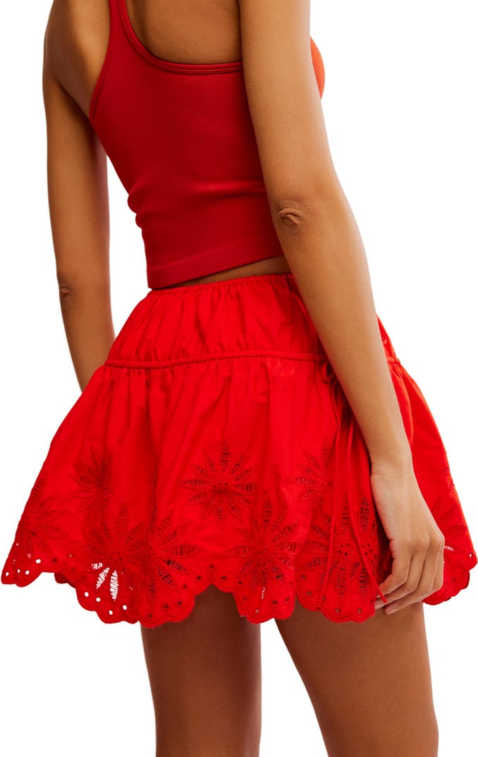 FP Orange Red Cutwork Skirt