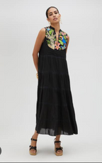 LC Black Bird embroidery dress