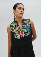 LC Black Bird embroidery dress
