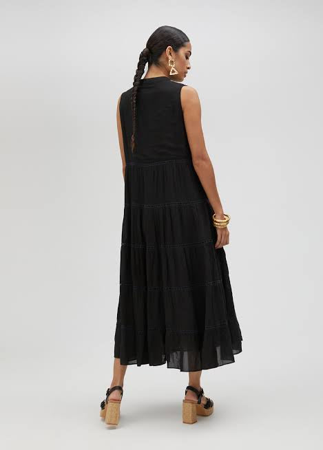 LC Black Bird embroidery dress