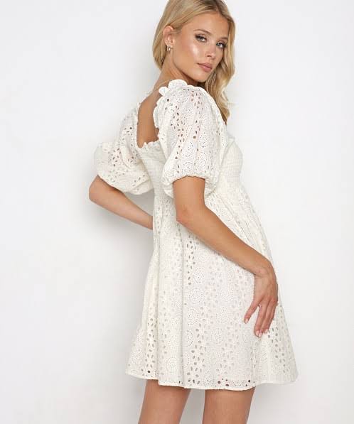 CleoB Cream Schiffli Dress