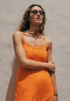 NXT Orange Linen Embroideried Jumpsuit