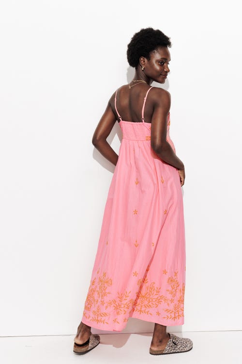PRD Pink Orange Embroideried Maxi Dress