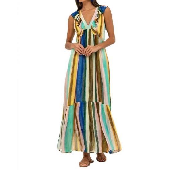 SD Pure Georgette Lurex Stripes Dress
