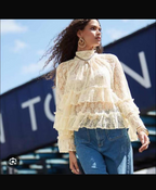 SOS Cream Lace Bell Sleeve Top