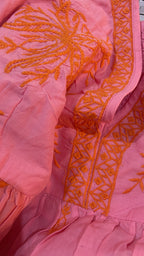 PRD Pink Orange Embroideried Maxi Dress